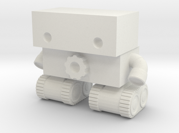 Robot 0025 Tank Tread Bot With Cog in White Natural Versatile Plastic
