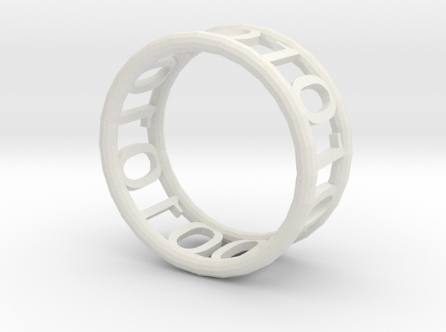 Binary ring in White Natural Versatile Plastic