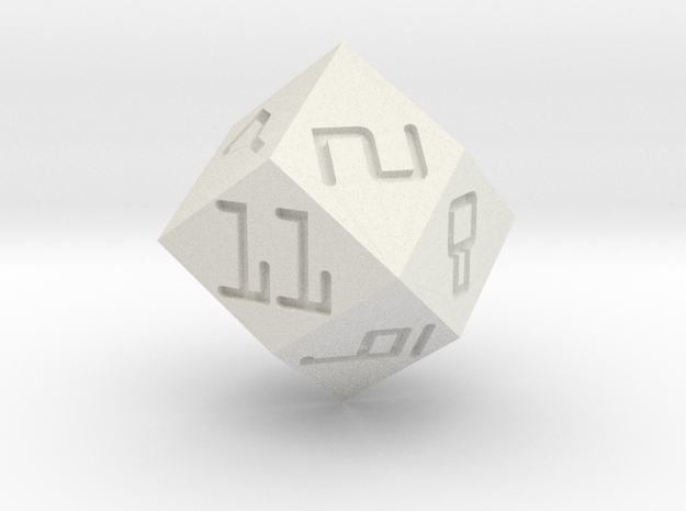 Programmer's D12 (rhombic) in White Natural Versatile Plastic: Small