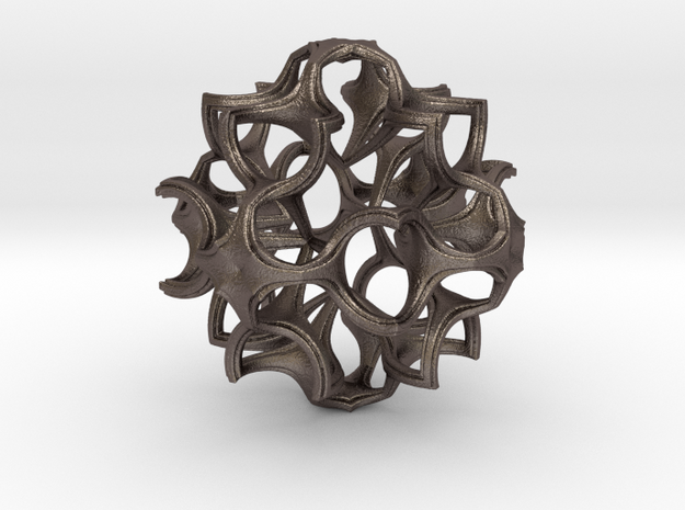 Fractal 3D Model 4W in Polished Bronzed Silver Steel