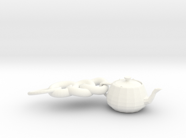 3ds Max Tea Pot Key Ring in White Processed Versatile Plastic