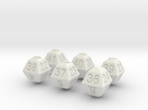 Lotto Dice(6x53) in White Natural Versatile Plastic