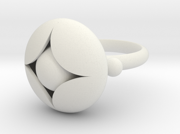 Ellipse Flower Ring #2 @ 20 mm with berries in White Natural Versatile Plastic