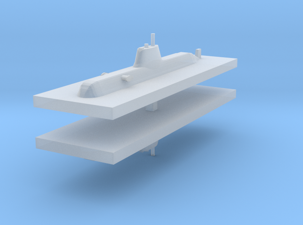 HDW 214 Submarine 1:2400 x2 in Tan Fine Detail Plastic