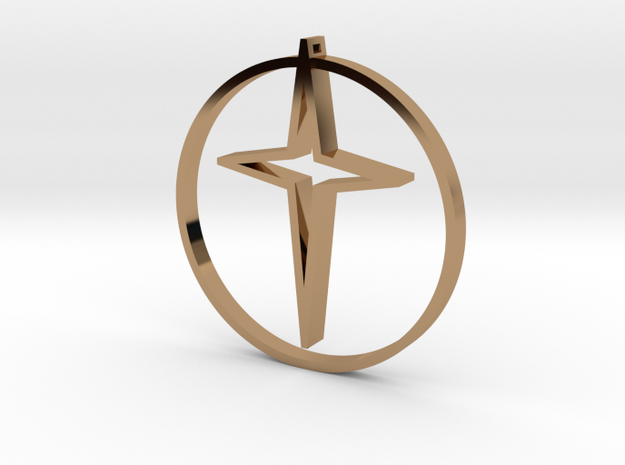 Circle of life cross 40mm in Polished Brass