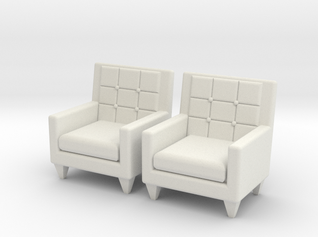 1:36 60's Armchair in White Natural Versatile Plastic