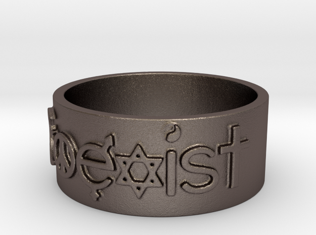 Coexist Ring Size 7 in Polished Bronzed Silver Steel