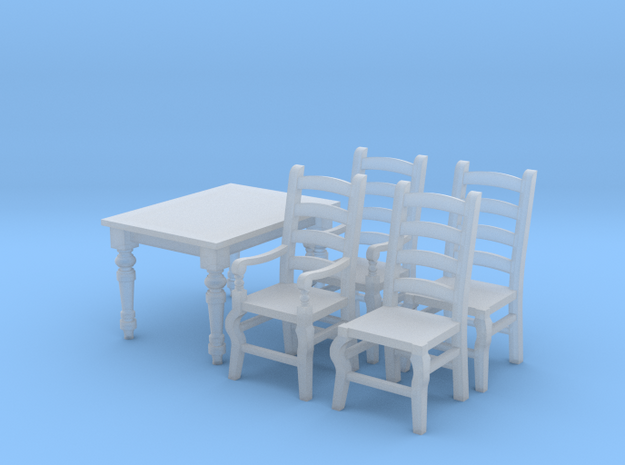 1:48 Farmhouse Table & Chairs in Tan Fine Detail Plastic
