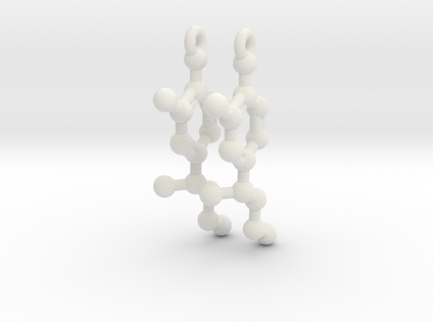 Earrings (Pair)- Molecule- Epinephrine (Adrenaline in White Natural Versatile Plastic