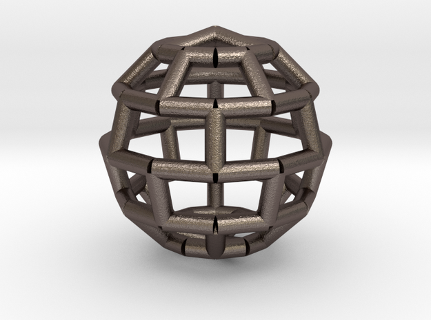 Brick Sphere 3 in Polished Bronzed Silver Steel