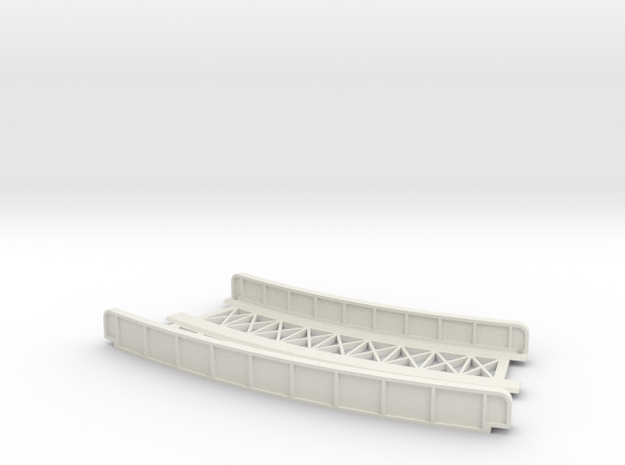 CURVED 220mm-245mm 30° DOUBLE TRACK VIADUCT in White Natural Versatile Plastic