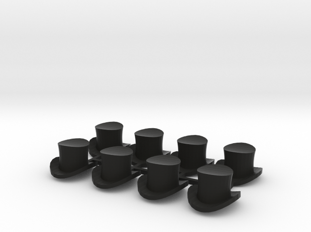 28mm Top hats (x8) in Black Natural Versatile Plastic