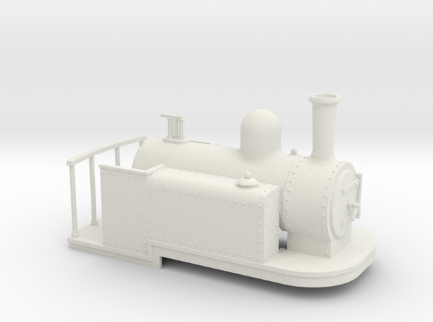 On16.5 Spooner style side tank quarry loco in White Natural Versatile Plastic
