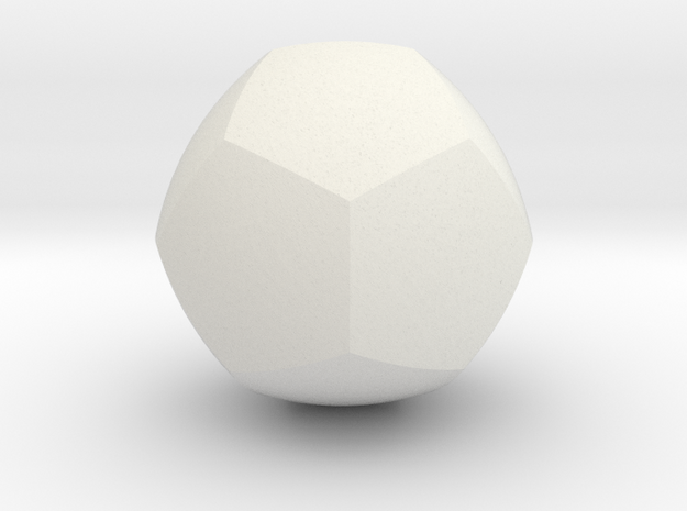 Curved Face Dodecahedron - Small in White Natural Versatile Plastic