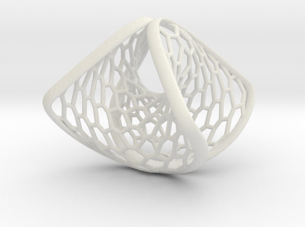 Hexagonal Space Warp | ring in White Natural Versatile Plastic