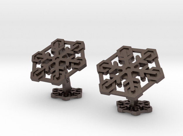 Snowflakes2Cufflinks in Polished Bronzed Silver Steel