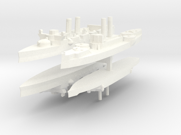 Span-Am Fleet 1:1800 (4 ships) in White Processed Versatile Plastic