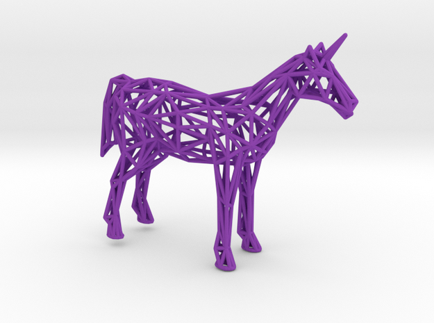 Unicorn Low Poly in Purple Processed Versatile Plastic