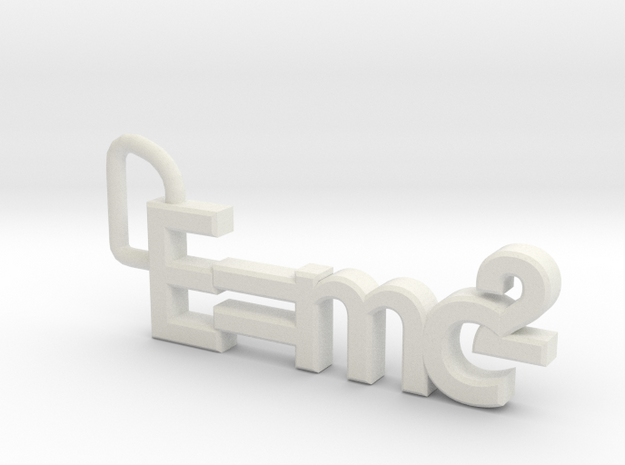 E = mc2 keyring in White Natural Versatile Plastic