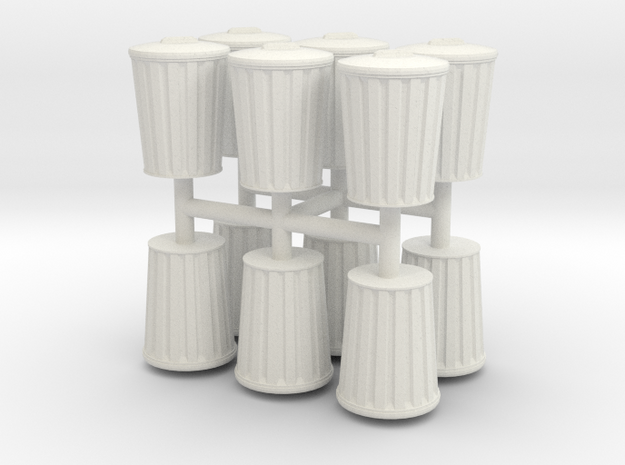 15mm Trash Cans (12) in White Natural Versatile Plastic