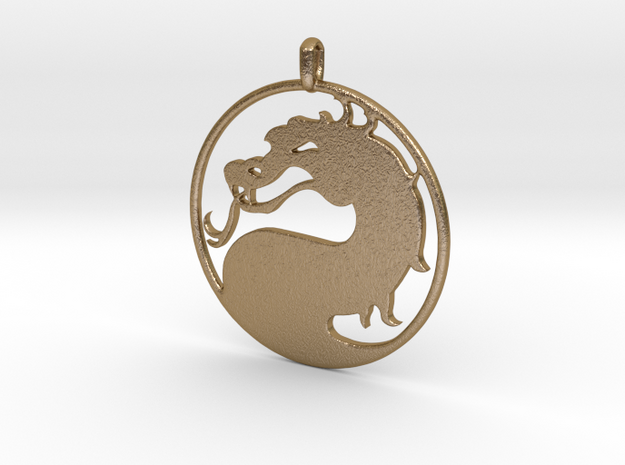 Mortal Kombat Logo - Necklace in Polished Gold Steel