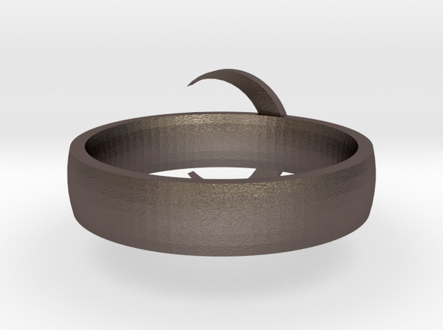 Moon Ring STL in Polished Bronzed Silver Steel