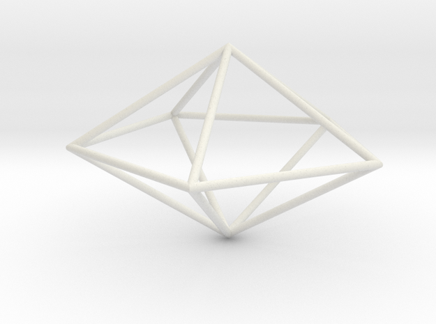 pentagonal dipyramid 70mm in White Natural Versatile Plastic