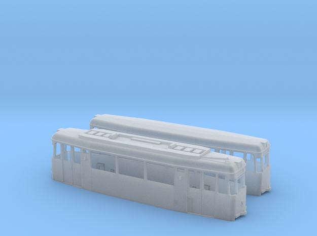 Gotha T2/B2-62 tram set (one direction) (1:160) in Tan Fine Detail Plastic