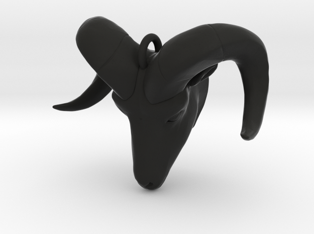 Ram Head Pendant in Black Natural Versatile Plastic