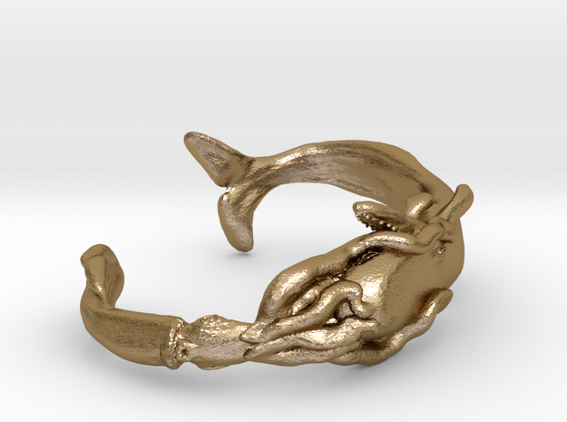 Whale Vs Squid Bracelet in Polished Gold Steel