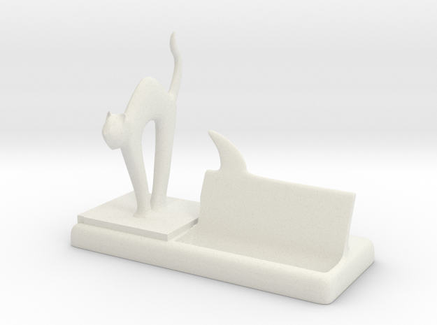 mr cat says Meow! business card holder in White Natural Versatile Plastic