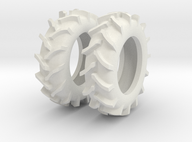 1:64 scale 20.8-38 Rice And Cane Tires in White Natural Versatile Plastic