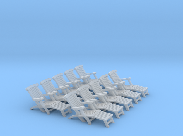 1:72 Titanic Deck Chair (Set of 10) in Smooth Fine Detail Plastic