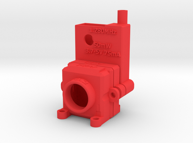 FPV Housing for Camera and Transmitter in Red Processed Versatile Plastic