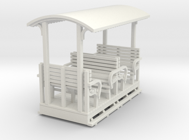 O9 2 compartment open coach with roof  in White Natural Versatile Plastic