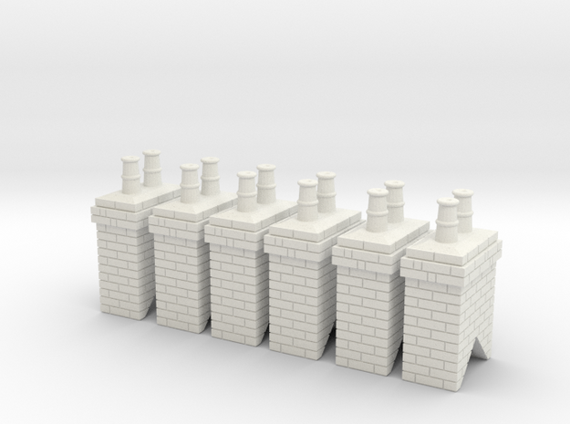 Chimney Stack 1 X 6 - 7mm Scale in White Natural Versatile Plastic