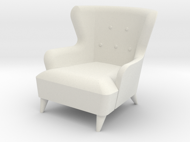 1:24 Wingback Barrel Chair in White Natural Versatile Plastic