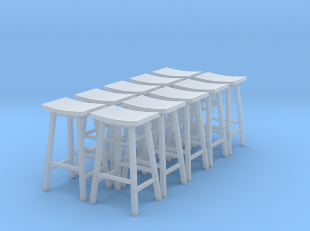 1:48 Tall Saddle Stools, Set of 10 in Smooth Fine Detail Plastic