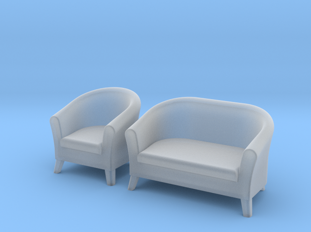 1:48 Club-Style Sofa Set in Smooth Fine Detail Plastic