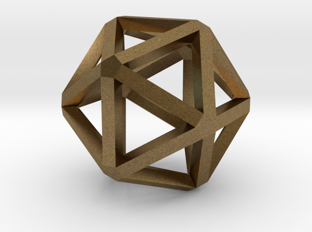 Icosahedron Thick Wireframe 25mm in Natural Bronze