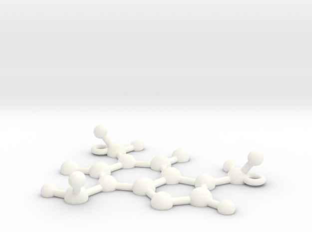 Caffeine Molecule Pendant in White Processed Versatile Plastic