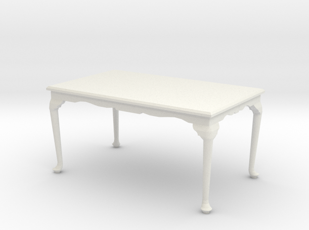 1:24 Queen Anne Table, Large in White Natural Versatile Plastic