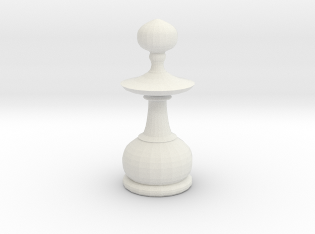 Smaller Staunton Pawn Chesspiece in White Natural Versatile Plastic