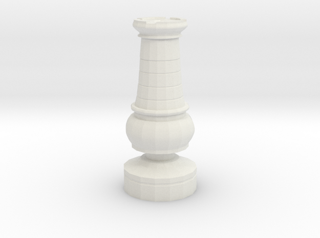 Smaller Staunton Rook Chesspiece in White Natural Versatile Plastic
