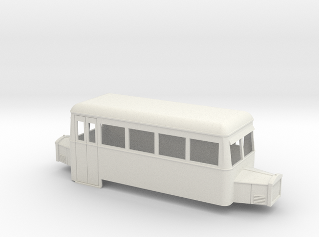  O9/On18 rail bus double end in White Natural Versatile Plastic