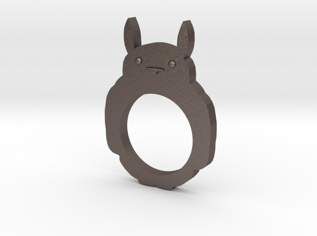 Totoro 2D Ring - Size 8 in Polished Bronzed Silver Steel