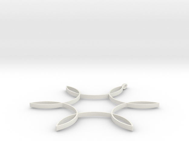 Hexafoil Pendant in White Natural Versatile Plastic