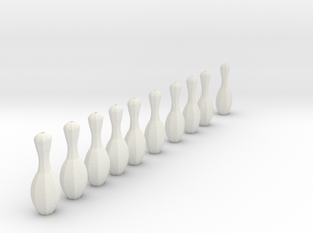 bowling pins, for mini bowling needs thread to att in White Natural Versatile Plastic