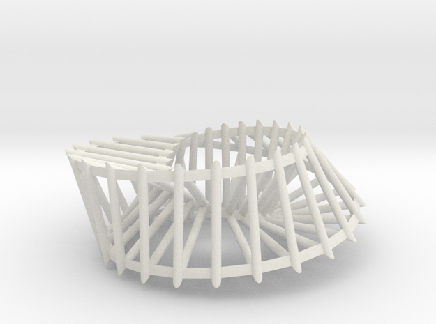 Triangular Möbius Cage in White Natural Versatile Plastic