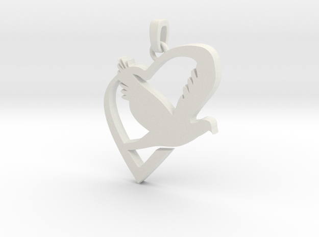 Love & Peace Pendant in White Natural Versatile Plastic